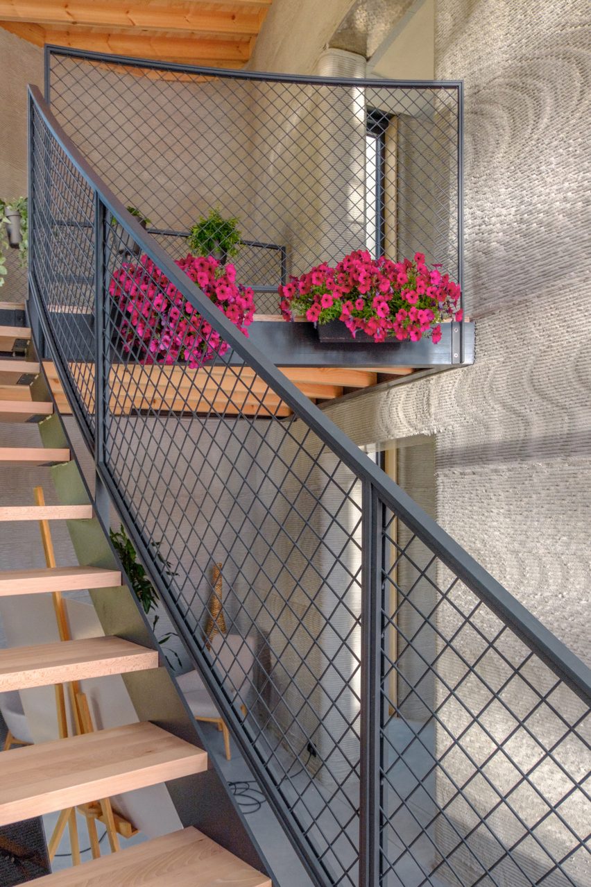 Staircase in 3D-printed house Kamp C, Westerlo, Belgium