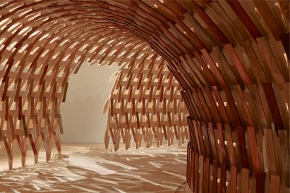 Interior of Botanical Pavilion by Kengo Kuma and Geoff Nees