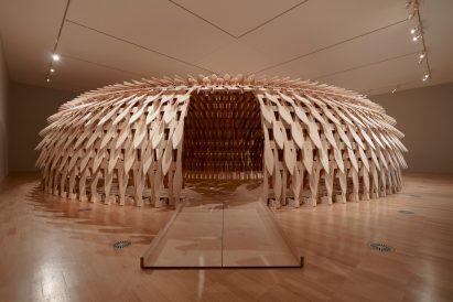 Front of Botanical Pavilion by Kengo Kuma and Geoff Nees