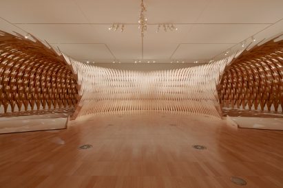 Back of Botanical Pavilion by Kengo Kuma and Geoff Nees