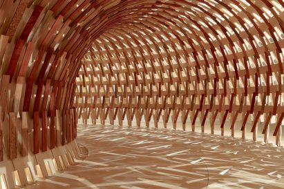 Interior of Botanical Pavilion by Kengo Kuma and Geoff Nees