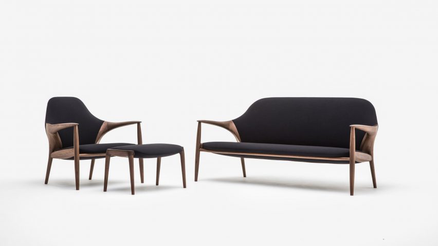 Black Kunst sofa by Inoda + Sveje for Karimoku