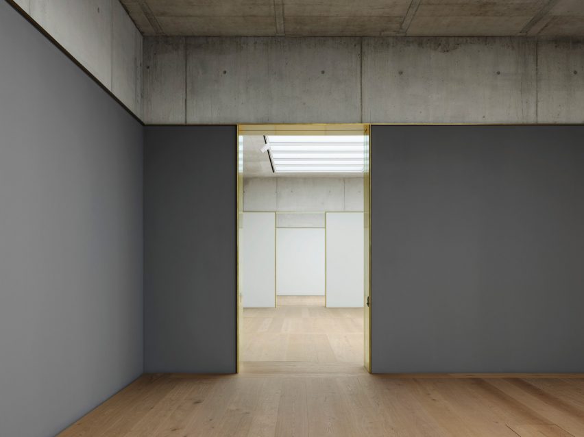 A gallery inside of the Kunsthaus Zurich museum extension by David Chipperfield