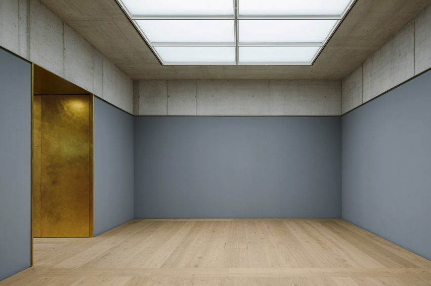 A gallery inside of the Kunsthaus Zurich museum extension by David Chipperfield