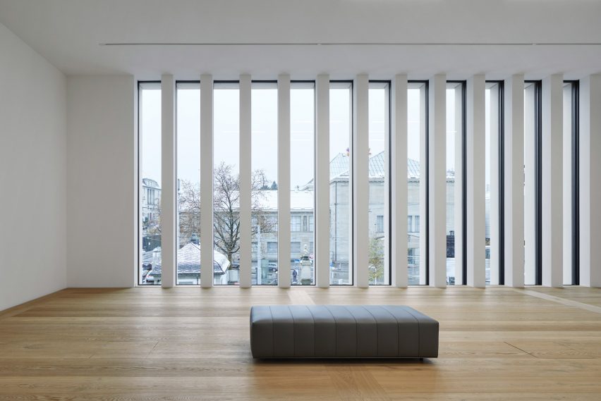 A gallery inside of the Kunsthaus Zurich museum extension by David Chipperfield