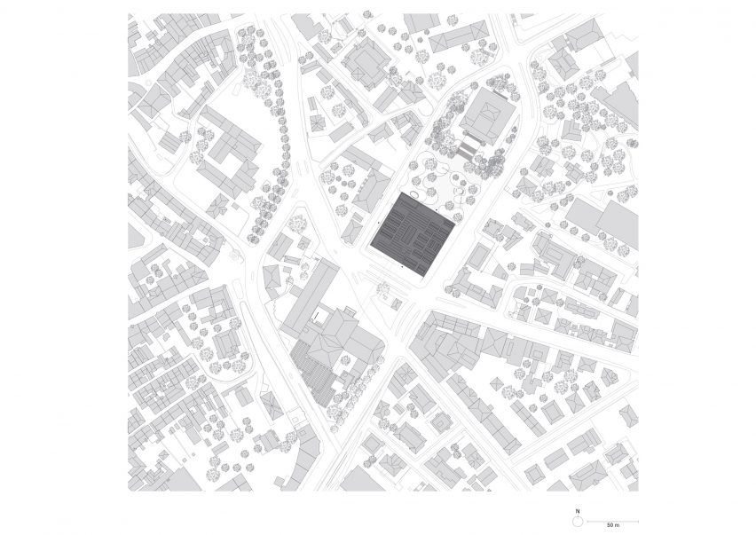 A site plan of the Kunsthaus Zurich museum extension by David Chipperfield