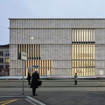 The limestone exterior of the Kunsthaus Zurich museum extension by David Chipperfield