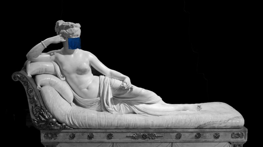 Paolina Borghese wearing Le Freak face mask by Droog