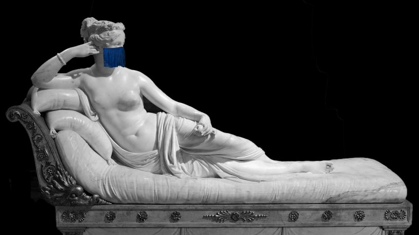 Paolina Borghese wearing Le Freak face mask by Droog