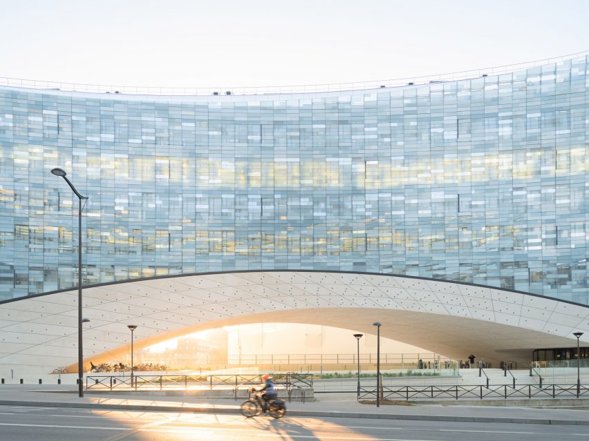 The exterior of the Le Monde Headquarters in Paris by Snøhetta