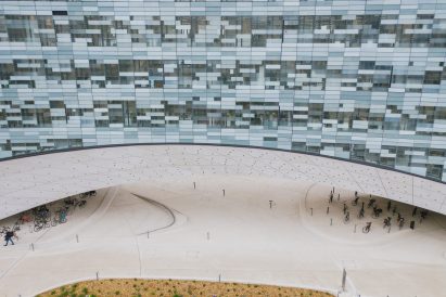 The plaza below the Le Monde Headquarters in Paris by Snøhetta