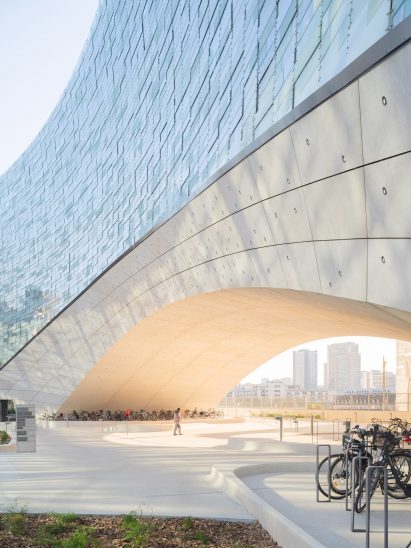 The plaza of the Le Monde Headquarters in Paris by Snøhetta