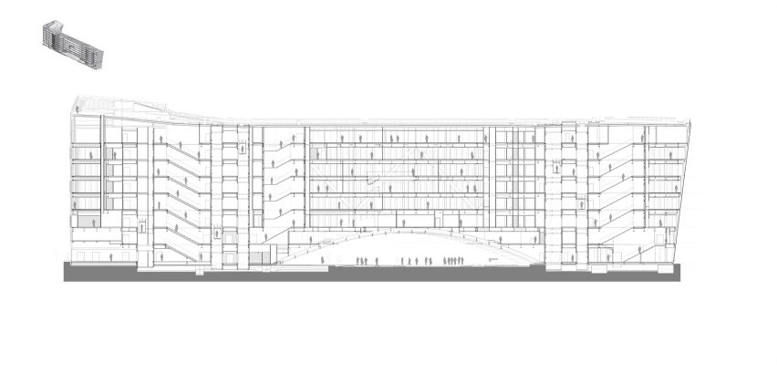A section of the Le Monde Headquarters in Paris by Snøhetta