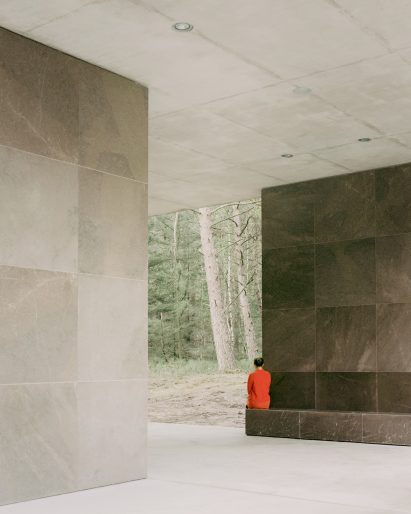 Bench seat at Loenen Pavilion by Kaan Architecten