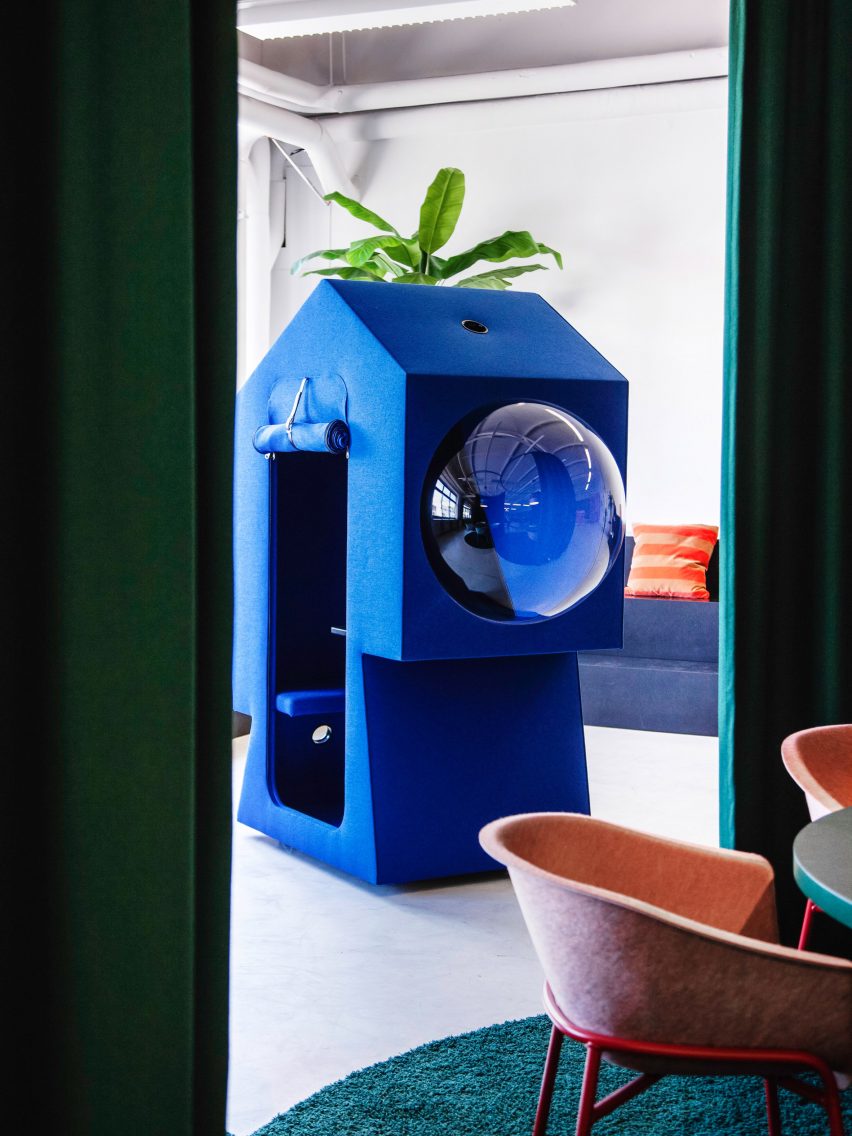 Blue work capsule in LOQI Activity Office by Studio Aisslinger