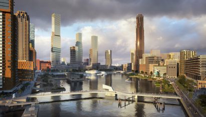 A visual of the Maritime Center Rotterdam by Mecanoo within Rijnhaven harbour