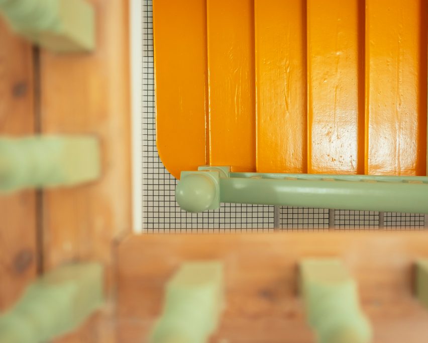 Yellow and green staircase in Mountain View by CAN Architecture