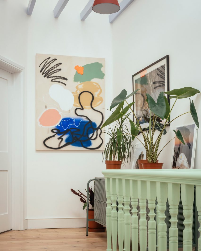 Artworks in first floor hallway of Mountain View by CAN Architecture