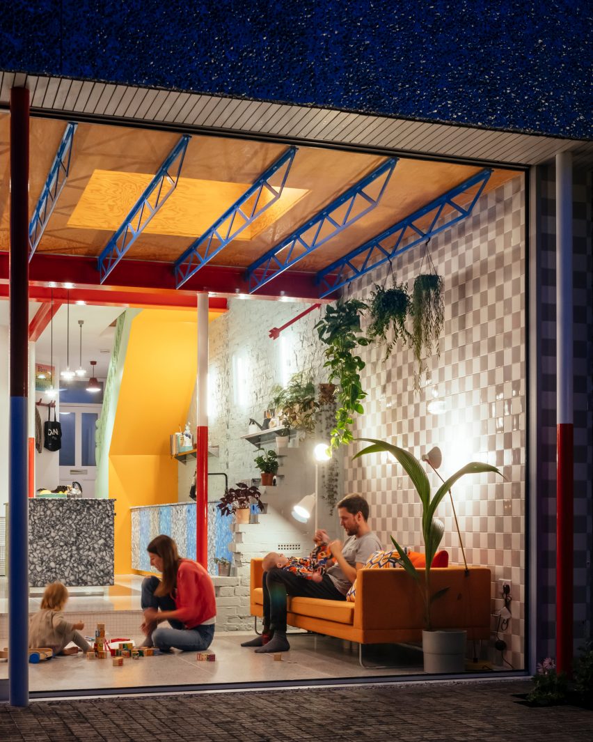 Night view of lounge at Mountain View by CAN Architecture