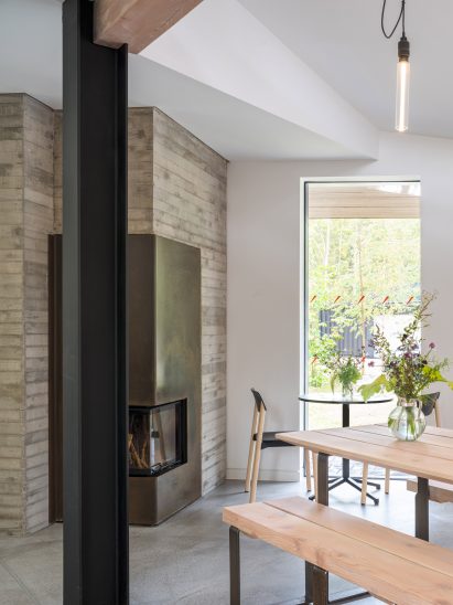 Cafe interior at Quarry Studios by Moxon Architects