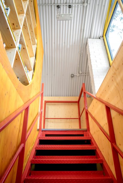 Yotam Ottolenghi's test kitchen features red staircase