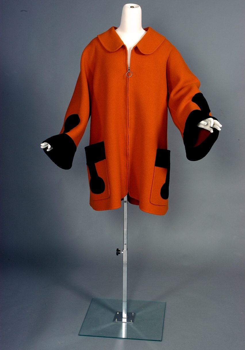 Orange and black coat by Pierre Cardin