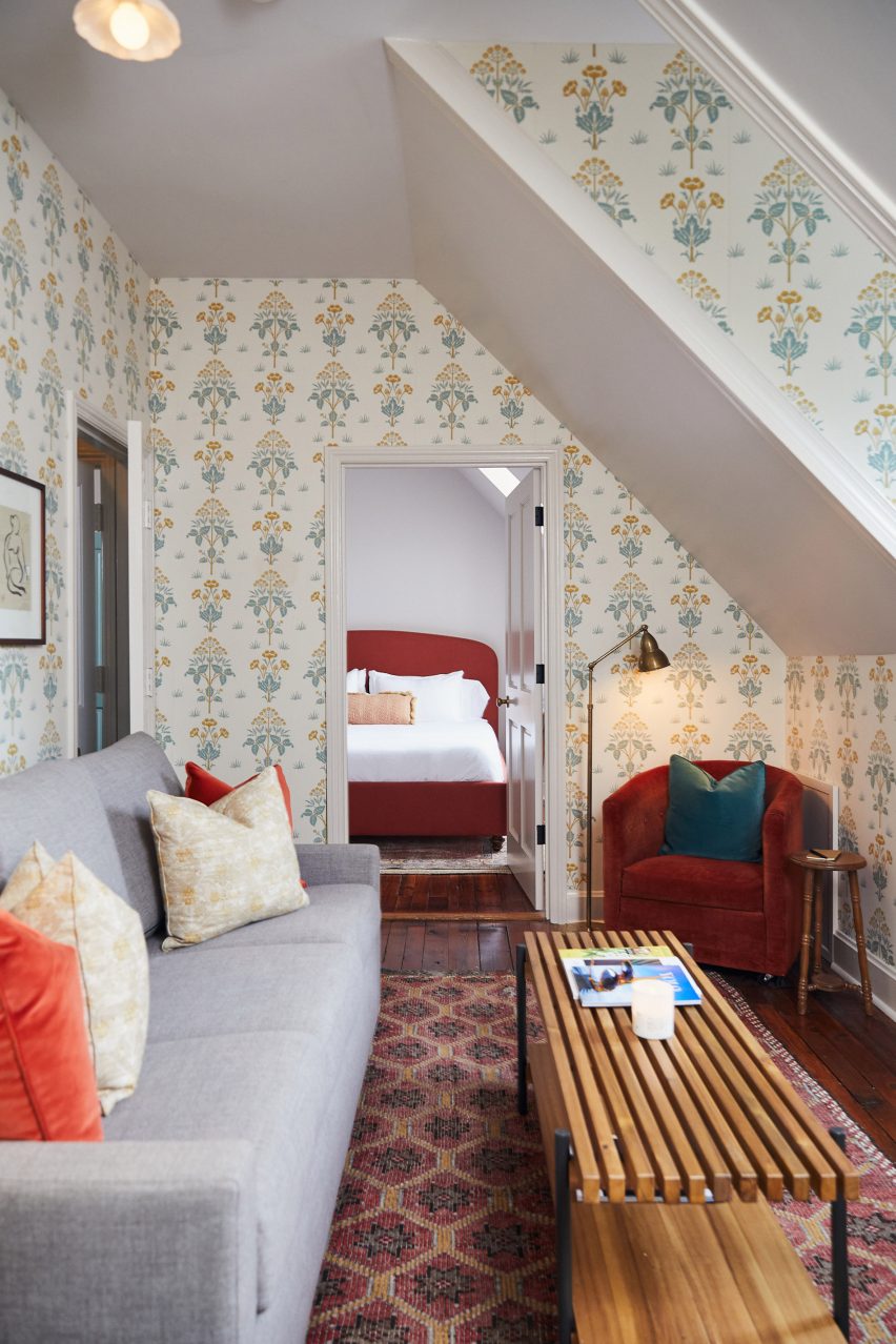 Bedroom of Post House inn in Charleston, South Carolina