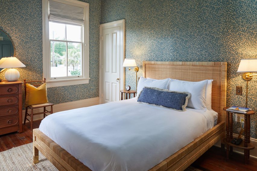 Bedroom of Post House inn in Charleston, South Carolina