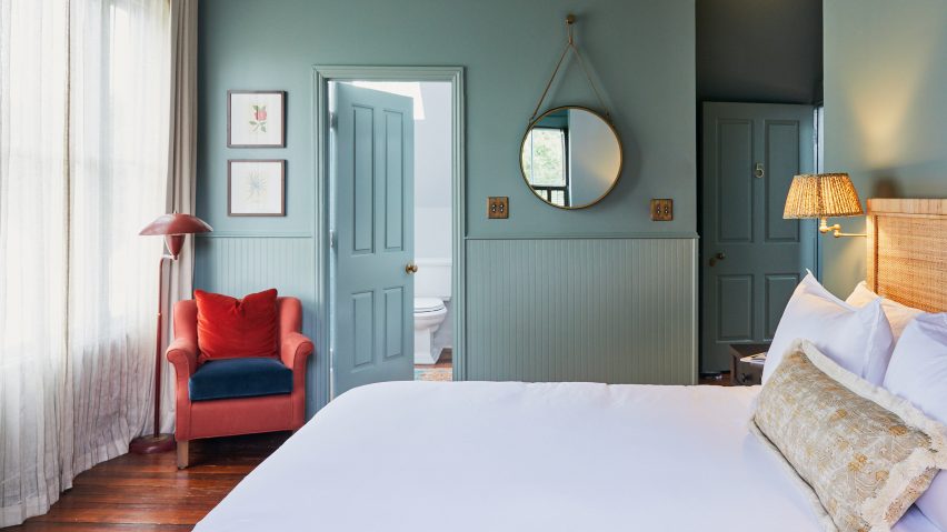 Bedroom of Post House inn in Charleston, South Carolina
