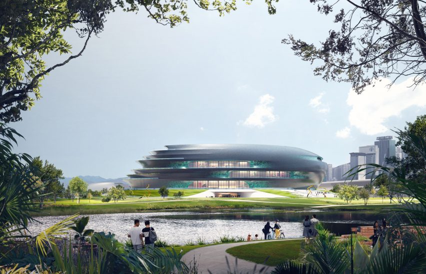 The exterior of Shenzhen Science and Technology Museum by Zaha Hadid Architects