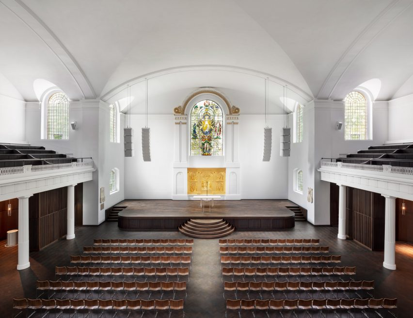 The nave of the refurbished St John at Hackney by John Pawson and Thomas Ford & Partners