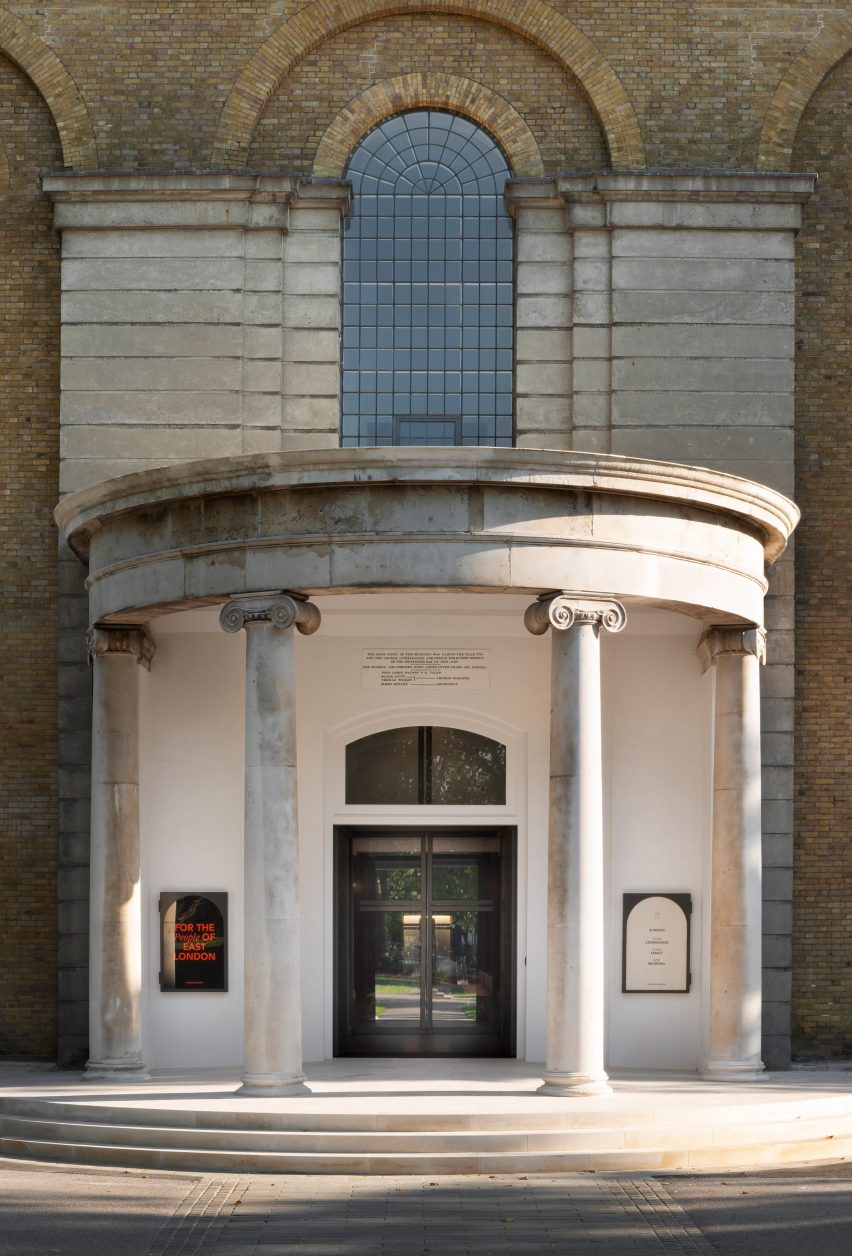 The entrance of the refurbished St John at Hackney by John Pawson and Thomas Ford & Partners