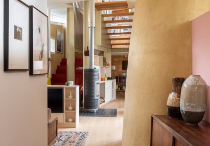 A corridor in the refurbished Stock Orchard Street by Sarah Wigglesworth in London