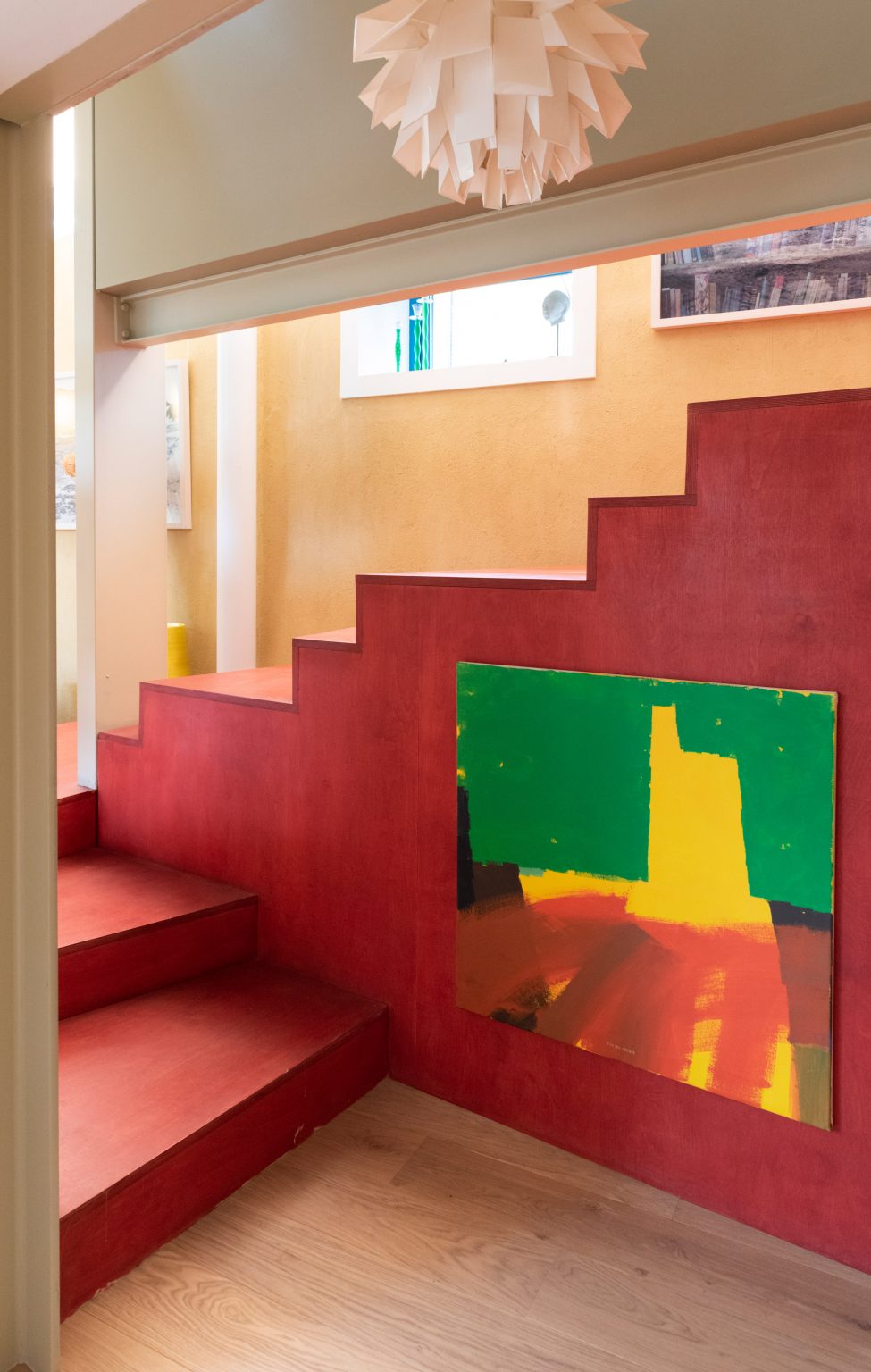A staircase in the refurbished Stock Orchard Street by Sarah Wigglesworth in London
