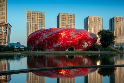 Red building in China