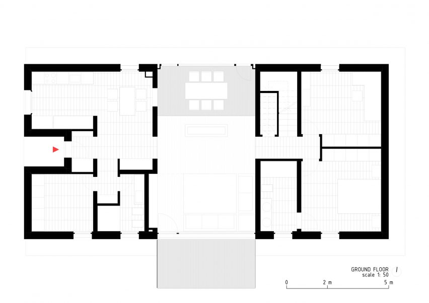 The ground floor plan of the House of Wood, Straw and Cork by LCA Architetti