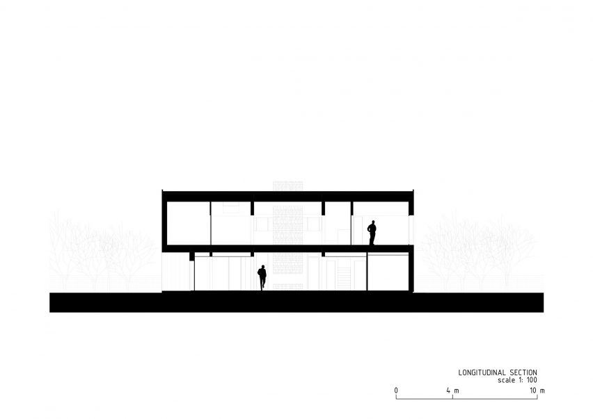 A section of The House of Wood, Straw and Cork by LCA Architetti