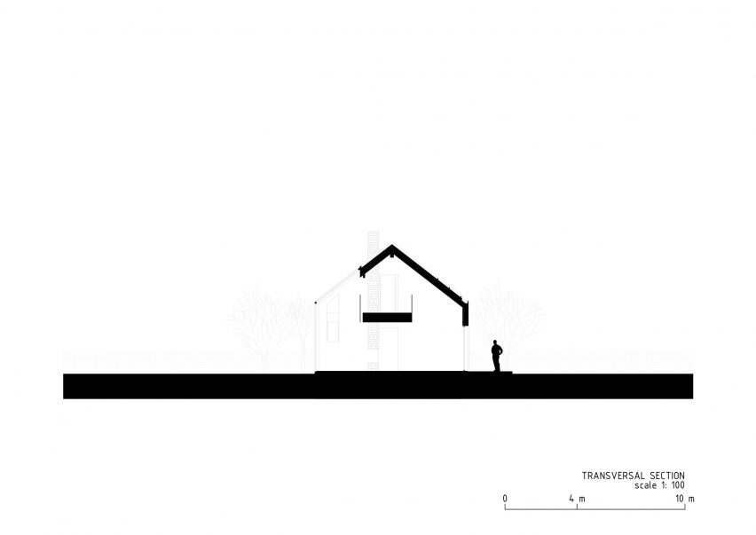A section of The House of Wood, Straw and Cork by LCA Architetti