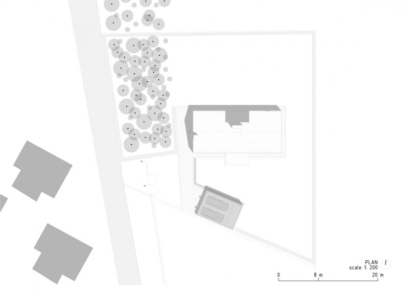 The site plan for The House of Wood, Straw and Cork by LCA Architetti