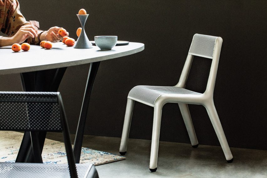 Studio Zieta's Ultraleggera chair in silver and black