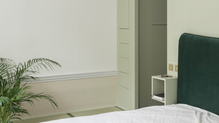 Bedroom of Upper Wimpole Street apartment by Jonathan Tuckey Design