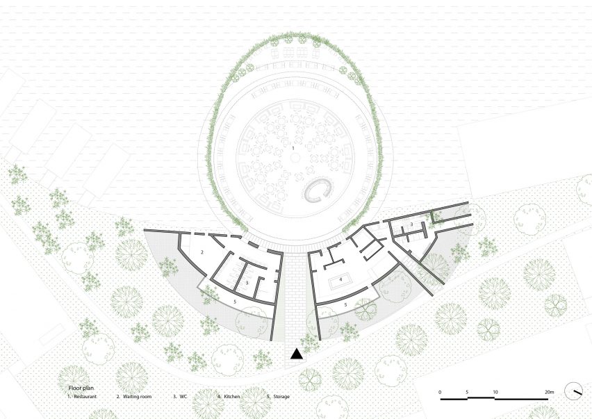 Plans for Vedana Restaurant by Vo Trong Nghia Architects