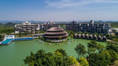Aerial of Vedana Restaurant by Vo Trong Nghia Architects