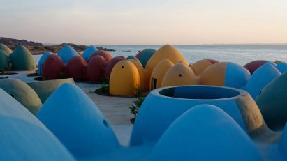 Colourful domed cultural retreat on the island of Hormuz