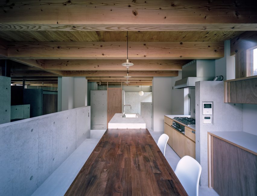 The dining room of House in Minoh-Shinmachi by FujiwaraMuro Architects