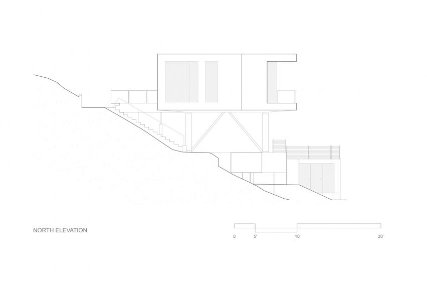 Floorplans for Gerhard Heusch's underground concrete office for Beverly Hills Oak Pass Residence
