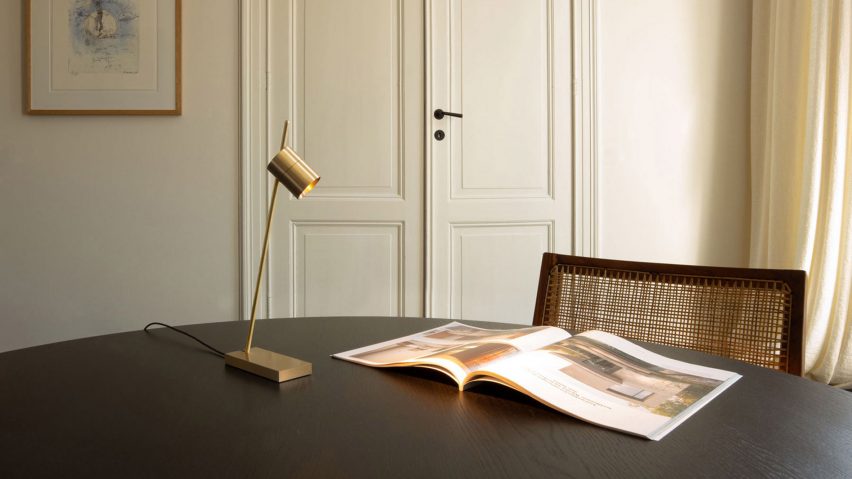 Aude table lamp by Bruno van Meenen for Trizo21 in brass