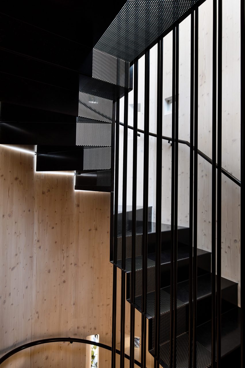 part-perforated steel staircase