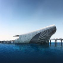 A visual of the exterior of the Australian Underwater Discovery Centre by Baca Architects