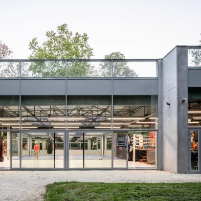 Glass-walled gym